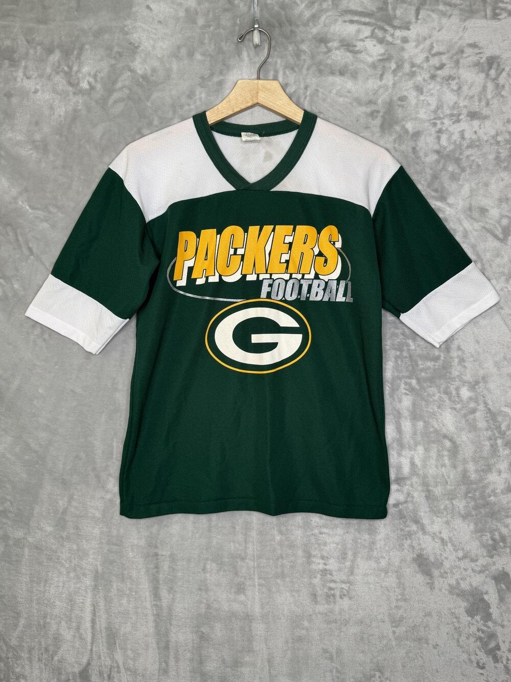 Vintage Green Bay Packers Jersey Youth Boys L 14/16 NFL Football Mesh V Neck GTS